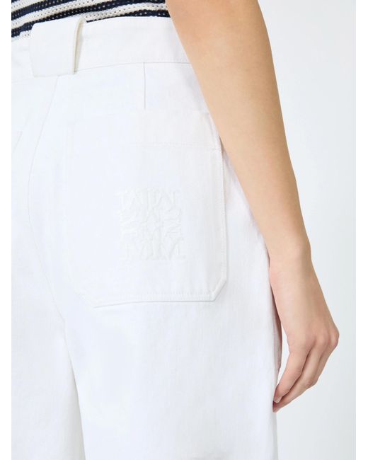 Max Mara White Cotton Wide-Leg Trousers