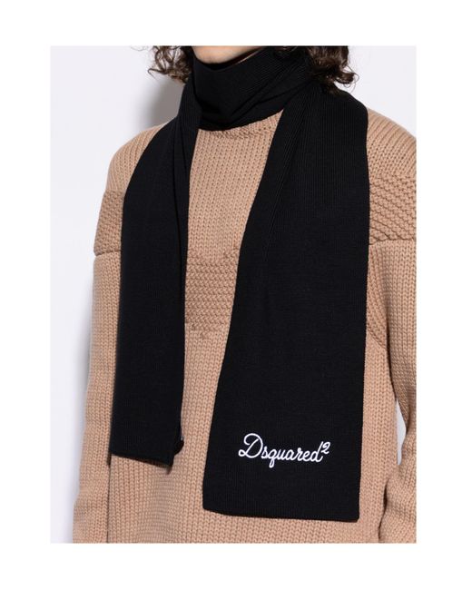 DSquared² Black Knitted Scarf for men