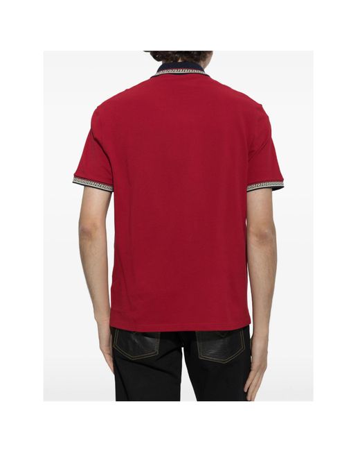 Versace Greca-Trim Embroidered Polo Shirt for men
