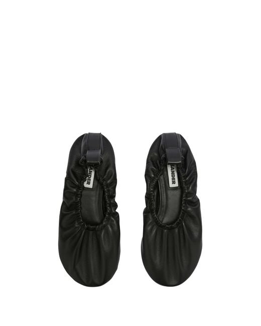 Jil Sander Black Gathered Detail Slip-On Flat Ballerinas
