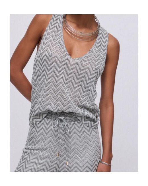 Liu Jo Gray Chevron Knit Top