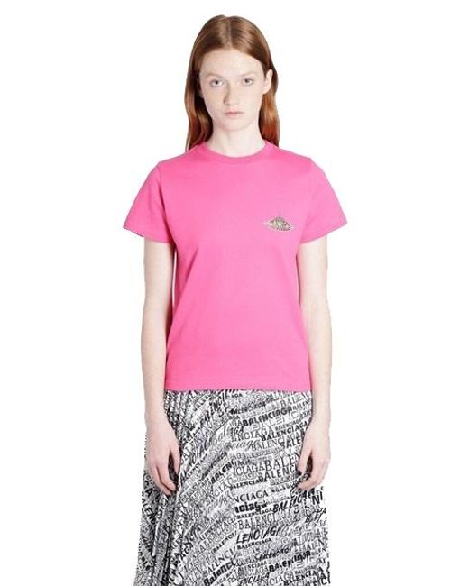 Balenciaga Pink Bonjour Logo T-Shirt
