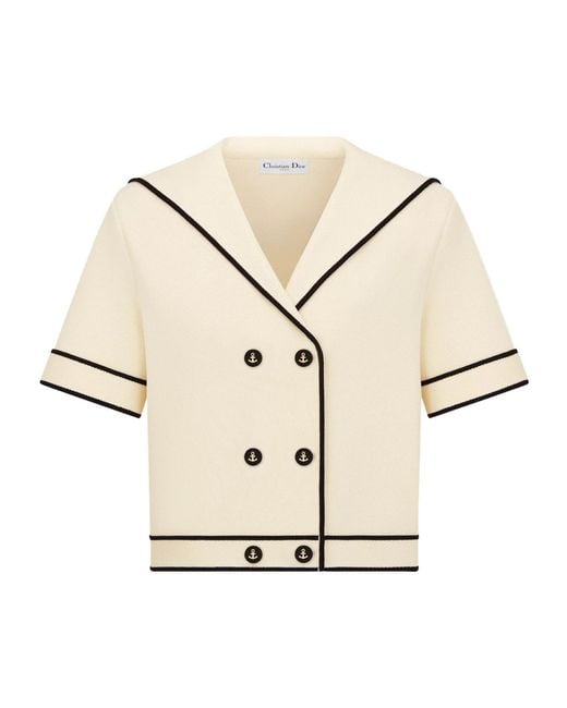 Dior Natural Short-Sleeved Jacket With Sailor Collar