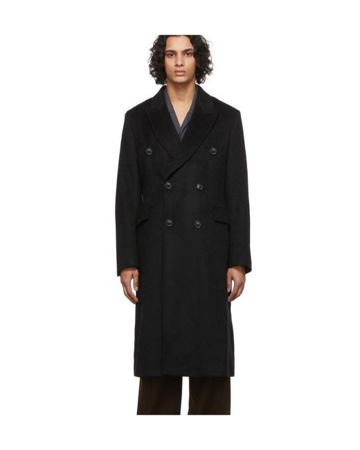 Our Legacy Black Double-Breasted Long Coat for men