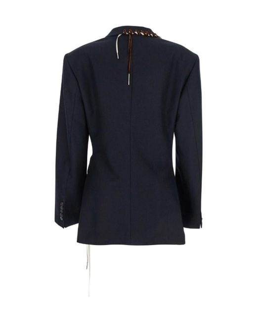 Dries Van Noten Blue Tie-Fastened Tailored Blazer