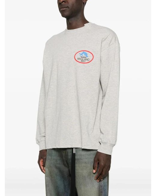 Magliano White Logo Graphic Long-Sleeved Sweatshirt for men