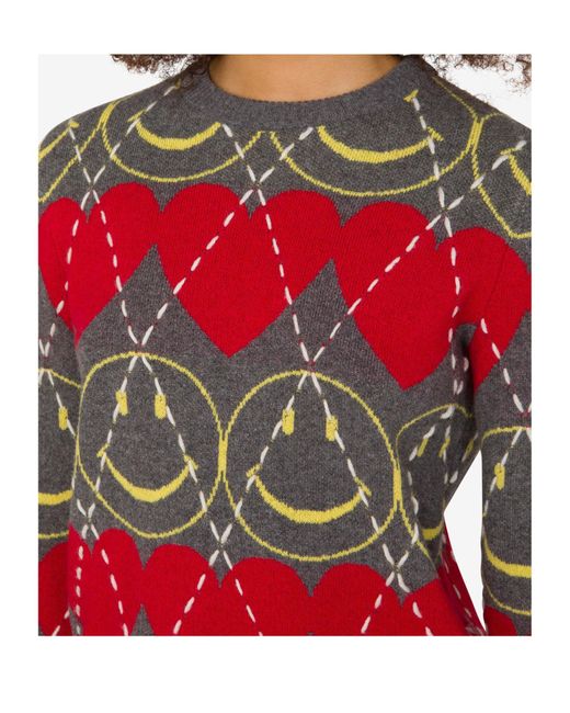 Moschino Red Smiley Pullover