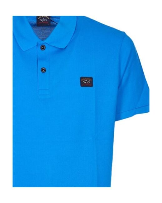 Paul & Shark Blue Logo Patch Short-Sleeved Polo Shirt for men