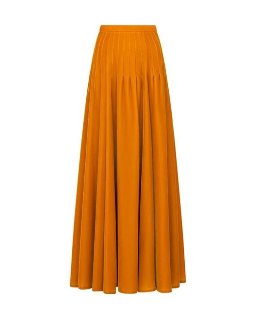 Dior Orange Long Flared Skirt