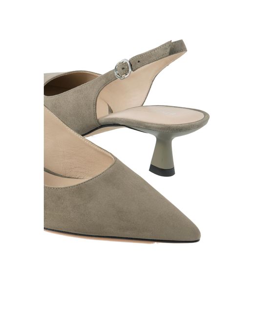 Stuart Weitzman Metallic Leather-Trimmed Suede Slingback Pumps