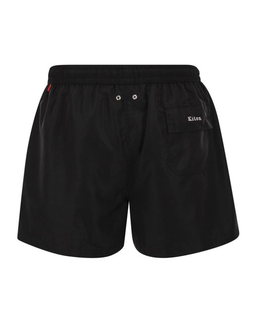 Kiton Blue Short Drawstring Swim Shorts for men