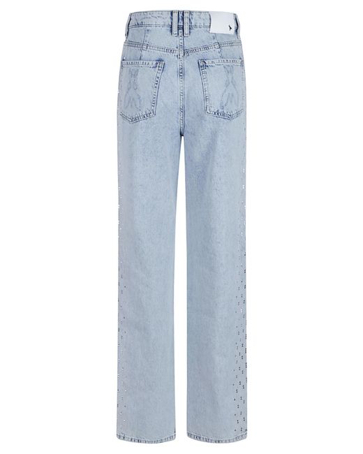 Patrizia Pepe Blue Crystal-Embellished Straight-Leg Jeans