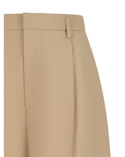 DARKPARK Natural Pleated Turn-Up Trousers