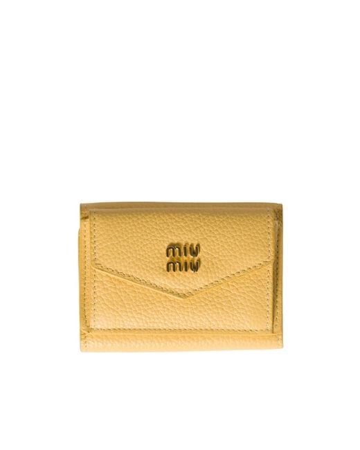 Miu Miu Metallic Small Leather Wallet