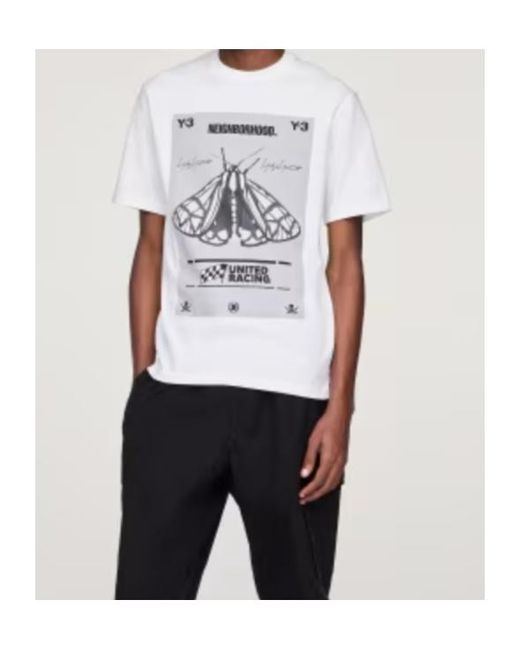Y-3 White Logo Printed Crewneck T-Shirt for men
