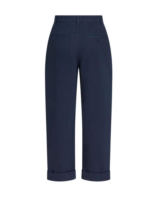 Etro Blue Pegaso Embroidered Cropped Pants