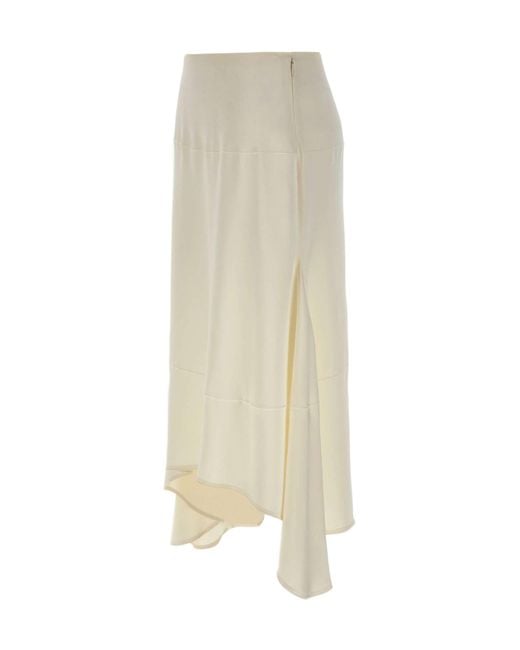 Victoria Beckham Natural Asymmetric Midi Skirt