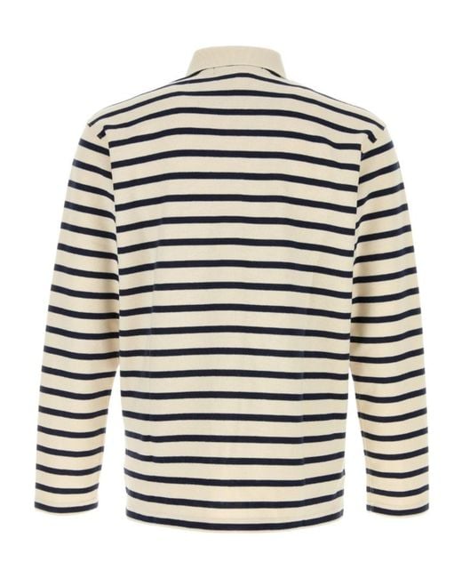 Junya Watanabe White Striped Long Sleeve Polo Shirt for men
