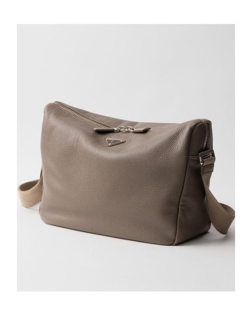 Prada Brown Medium Leather Shoulder Bag for men