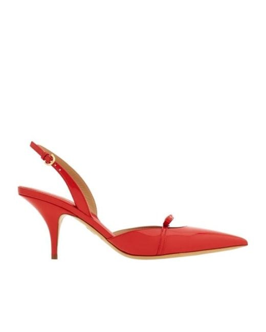 Ferragamo Red Ferragamo Bow Detailed Pointed-Toe Slingback Pumps