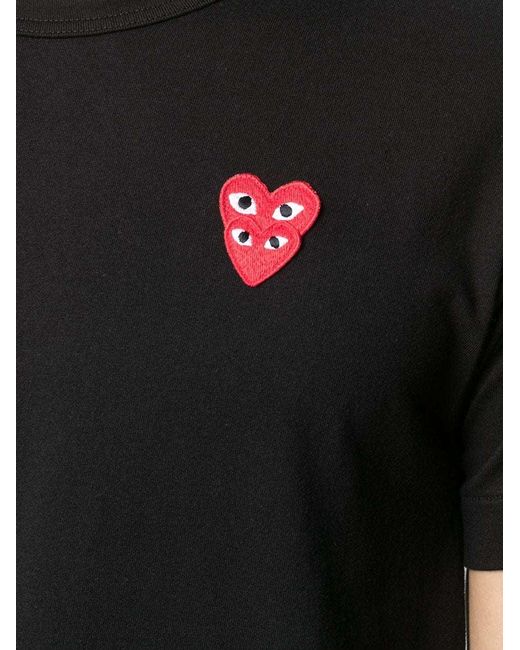 COMME DES GARÇONS PLAY Black Embroidered-Logo Cotton T-Shirt for men