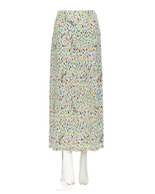 Valentino Green Patterned Midi Skirt