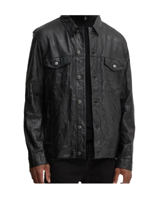 Zadig & Voltaire Black Leather Button-Fastening Jacket for men