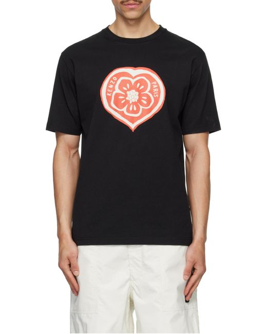 KENZO Black Boke Heart Crewneck T-Shirt for men