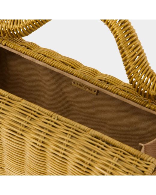 Cult Gaia Yellow Elsa Woven Clutch Bag