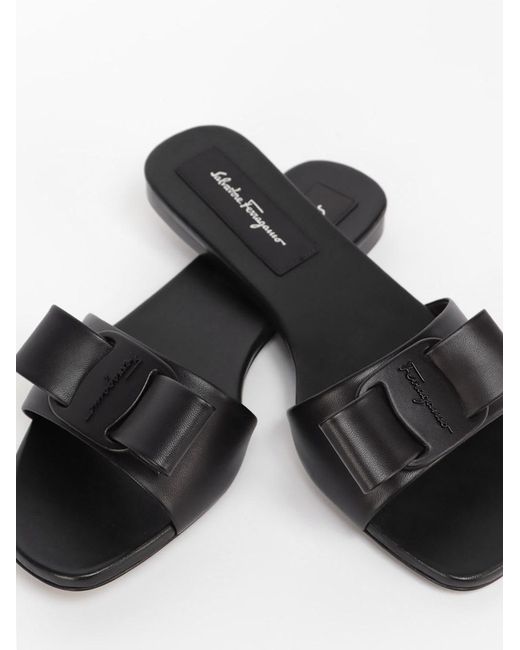 Ferragamo Black Bow Tie Decorative Sandals