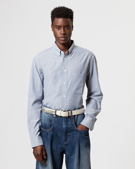 Isabel Marant Blue Striped Button-Up Shirt for men