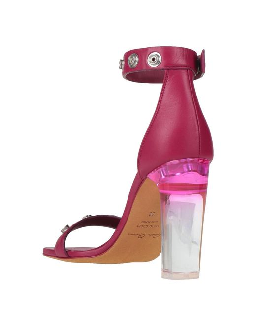 Rick Owens Pink Stylish Square-Toe Block-Heel Sandals
