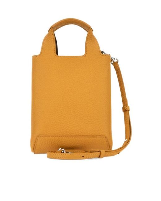Hogan Orange Logo Embossed Top Handle Bag