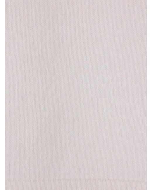 Allude White Three-Button Knitted Polo Shirt