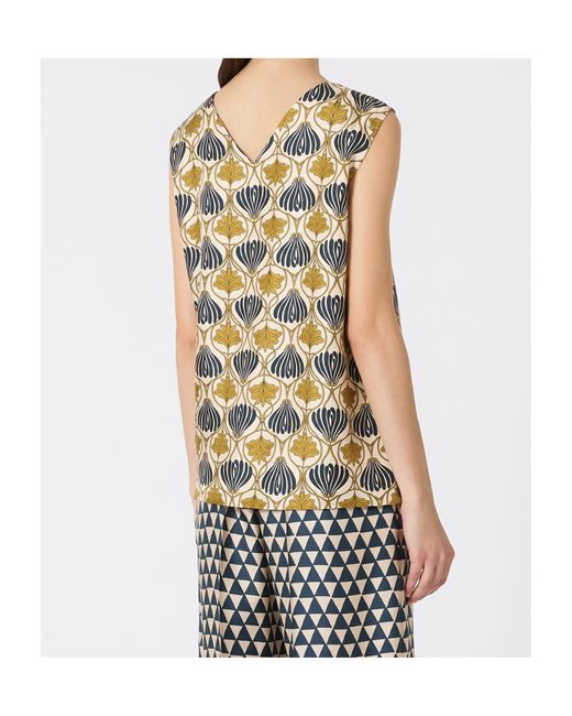 Max Mara Multicolor Reversible Printed Silk Top