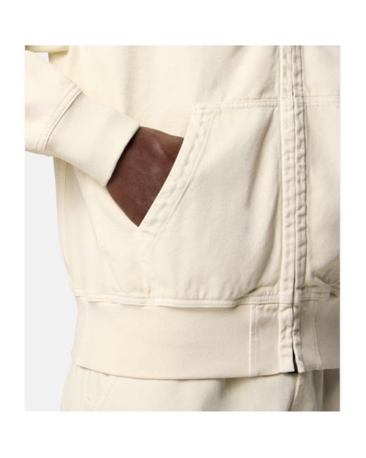 Stone Island White Oversized Fit Hooded Zip-Up Sweatshirt for men