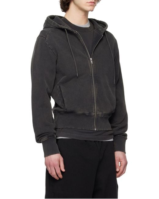Entire studios Black Slim Zip-Up Hoodie for men