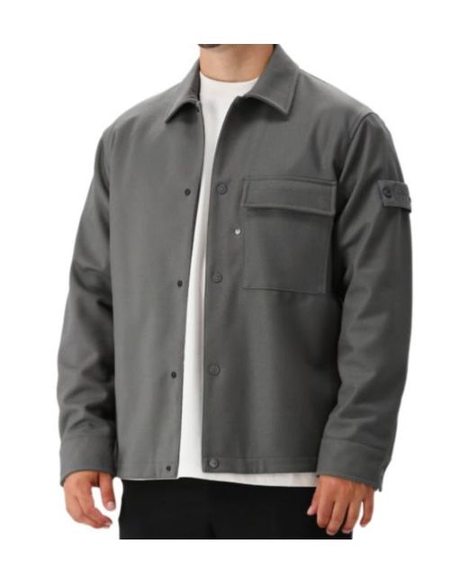 Stone Island Gray Patch-Pocket Shirt Jacket for men