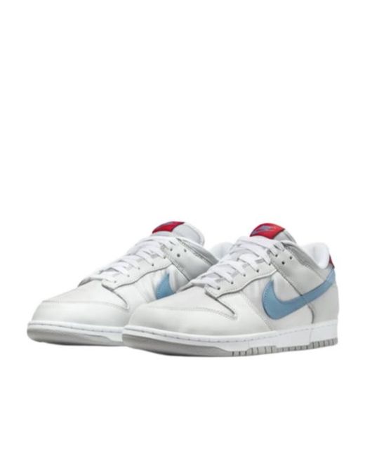 Nike White Dunk Low Logo Patch Sneakers for men