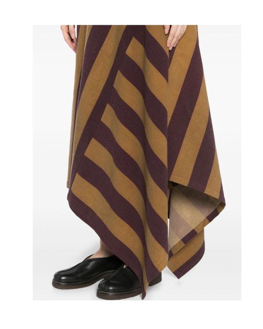 Uma Wang Brown Striped Asymmetric Dress