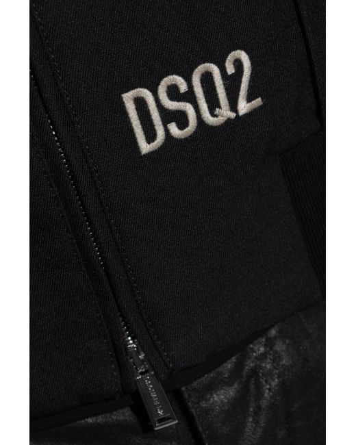 DSquared² Blue Logo Embroidered Zip-Up Bomber Jacket for men