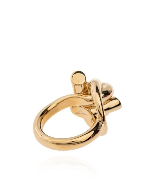 Ferragamo Metallic Ferragamo Gancini Ring for men