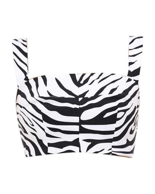 Dolce & Gabbana White Zebra Print Cropped Top