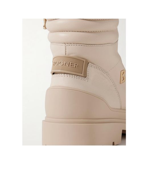 Bogner Natural Shearling-Lined Leather Ankle Boots