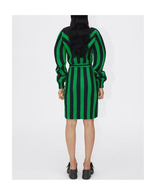 Bottega Veneta Green Striped Mini Dress