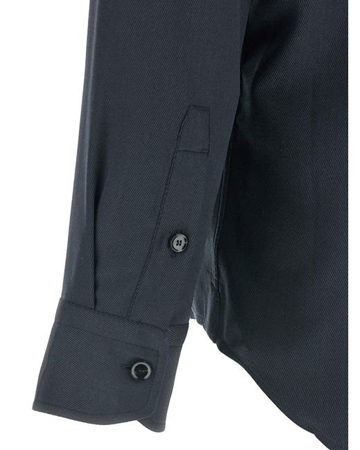 Brioni Blue Military Patch-Pocket Shirt for men