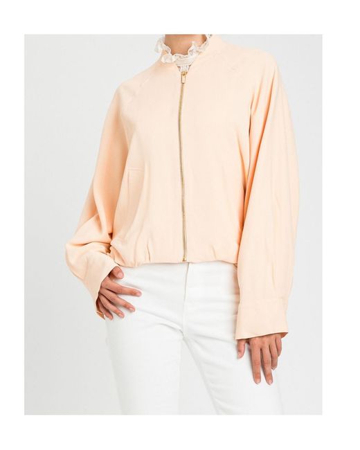 Twinset White Zip-Up Bomber Jacket