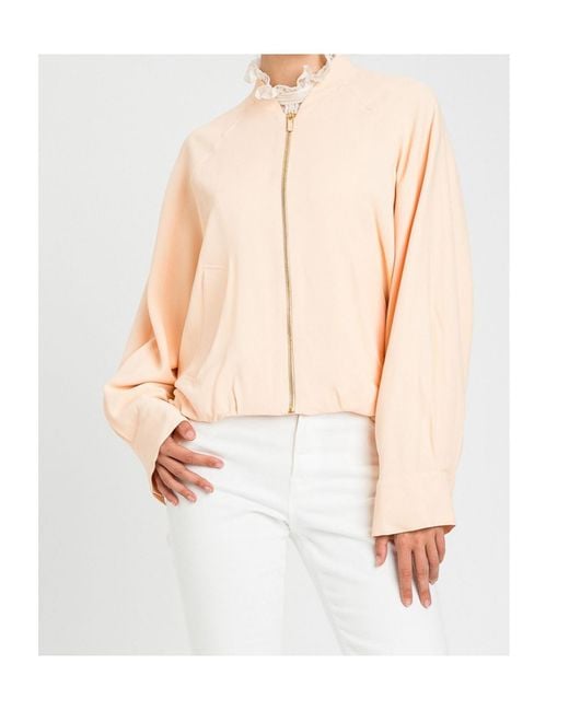 Twinset Natural Zip-Up Bomber Jacket