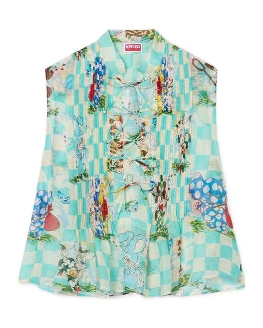 KENZO Green Cartoon' Sleeveless Top