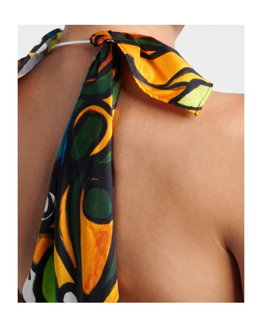 Christopher Esber Multicolor Printed Draped Silk Top